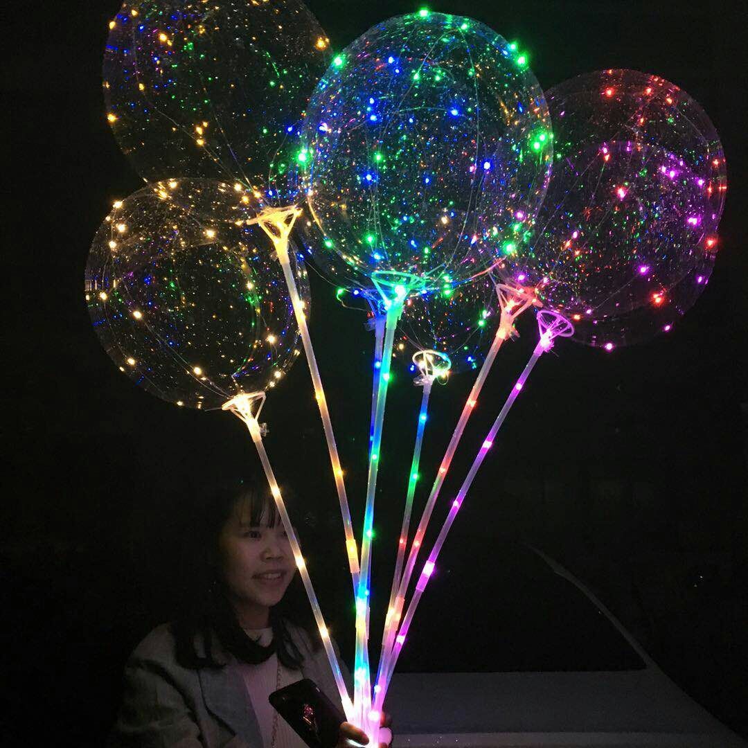 20 인치 LED 풍선 깜박이 램프 풍선 스틱 투명 풍선 생일 파티 어린이 장난감 웨딩 장식